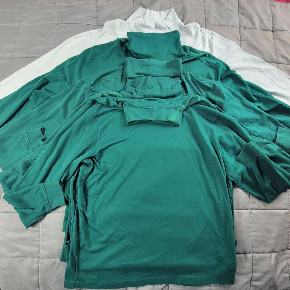LL Bean Mens XL Green Gray Traditional Fit Long Sleeve Turtleneck Shirts